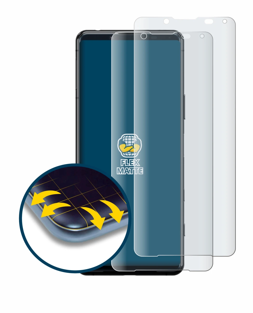 Imagen del dispositivo Sony Xperia 5 II con una amplia variedad de protectores de pantalla.