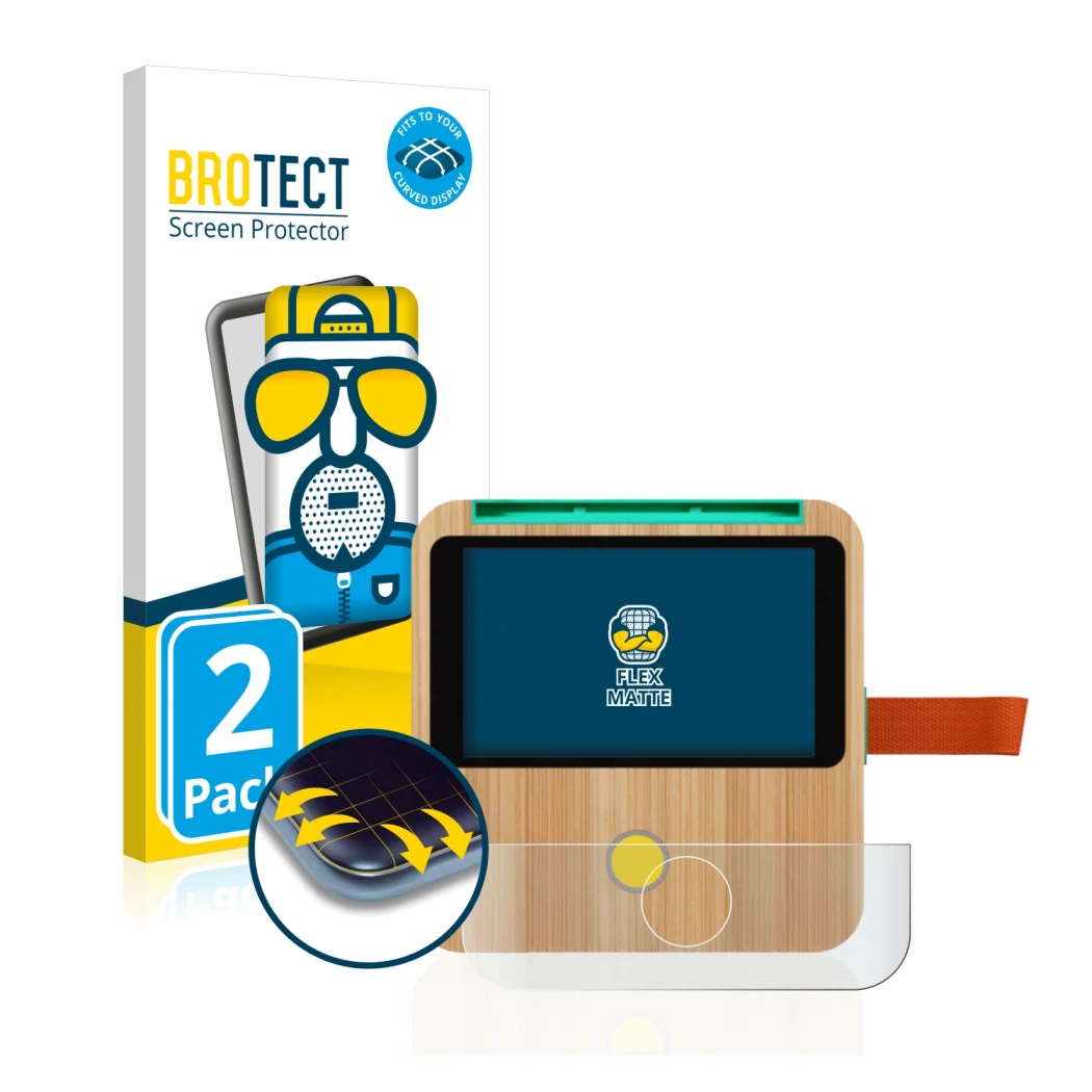 Parte frontal de un envase de producto con el logotipo de la marca BROTECT. Al lado se muestra el dispositivo tigerbox Touch c