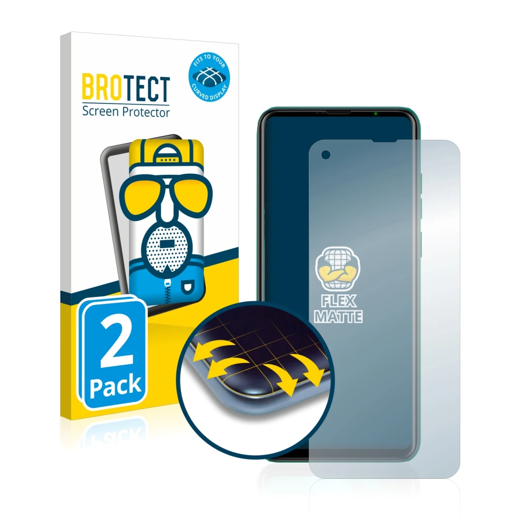 Parte frontal de un envase de producto con el logotipo de la marca BROTECT. Al lado se muestra el dispositivo Ulefone Note 11P
