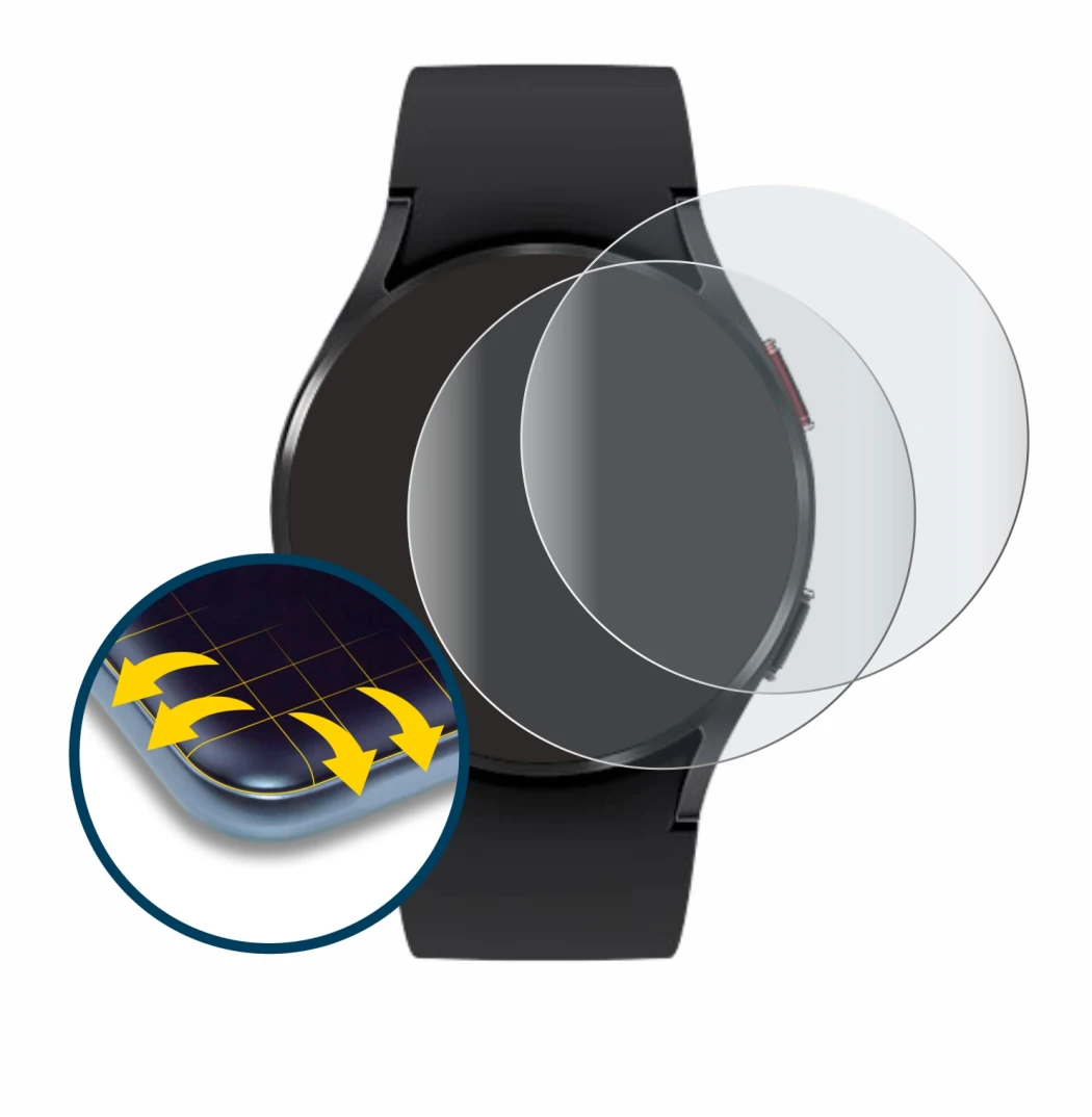 Imagen del dispositivo Samsung Galaxy Watch 4 (40mm) con una amplia variedad de protectores de pantalla.