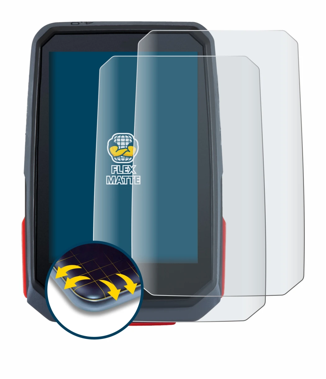 Imagen del dispositivo Sigma ROX 4.0 con una amplia variedad de protectores de pantalla.