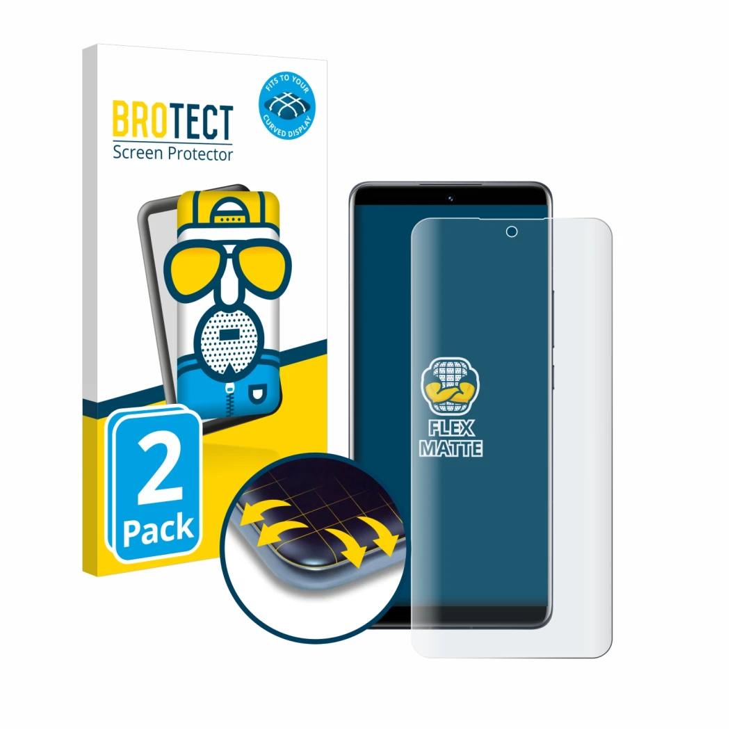 Parte frontal de un envase de producto con el logotipo de la marca BROTECT. Al lado se muestra el dispositivo Xiaomi 12 Pro co