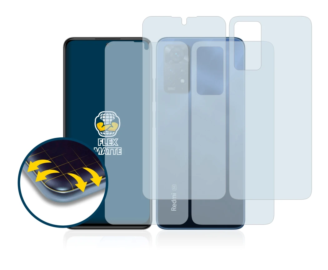 Imagen del dispositivo Xiaomi Redmi Note 11 Pro 5G (Frontal+Trasero) con una amplia variedad de protectores de pantalla.