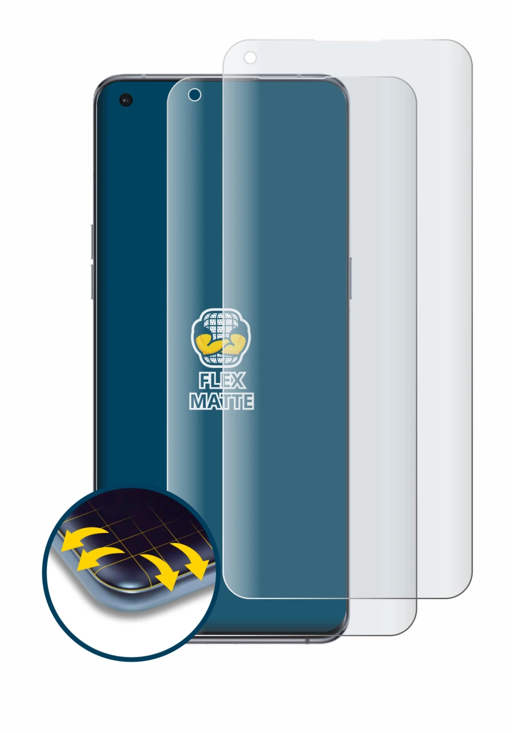 Imagen del dispositivo Oppo Find X5 Pro con una amplia variedad de protectores de pantalla.