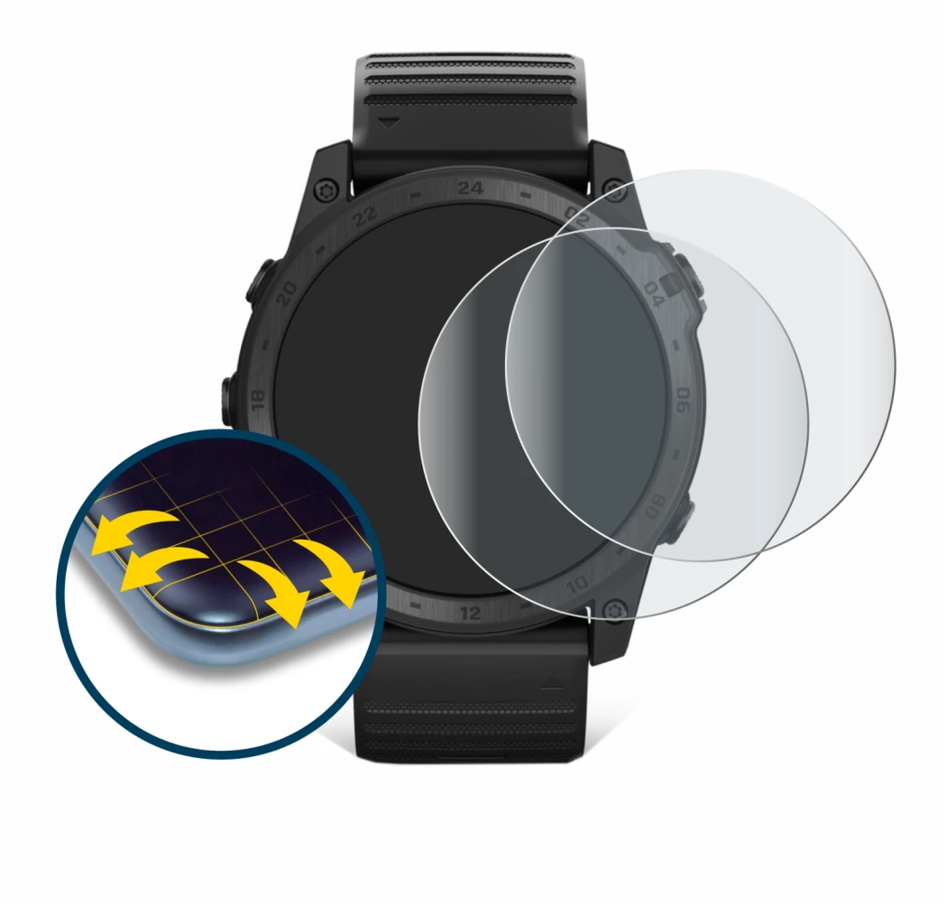 Imagen del dispositivo Garmin Tactix 7 Pro Ballistics con una amplia variedad de protectores de pantalla.