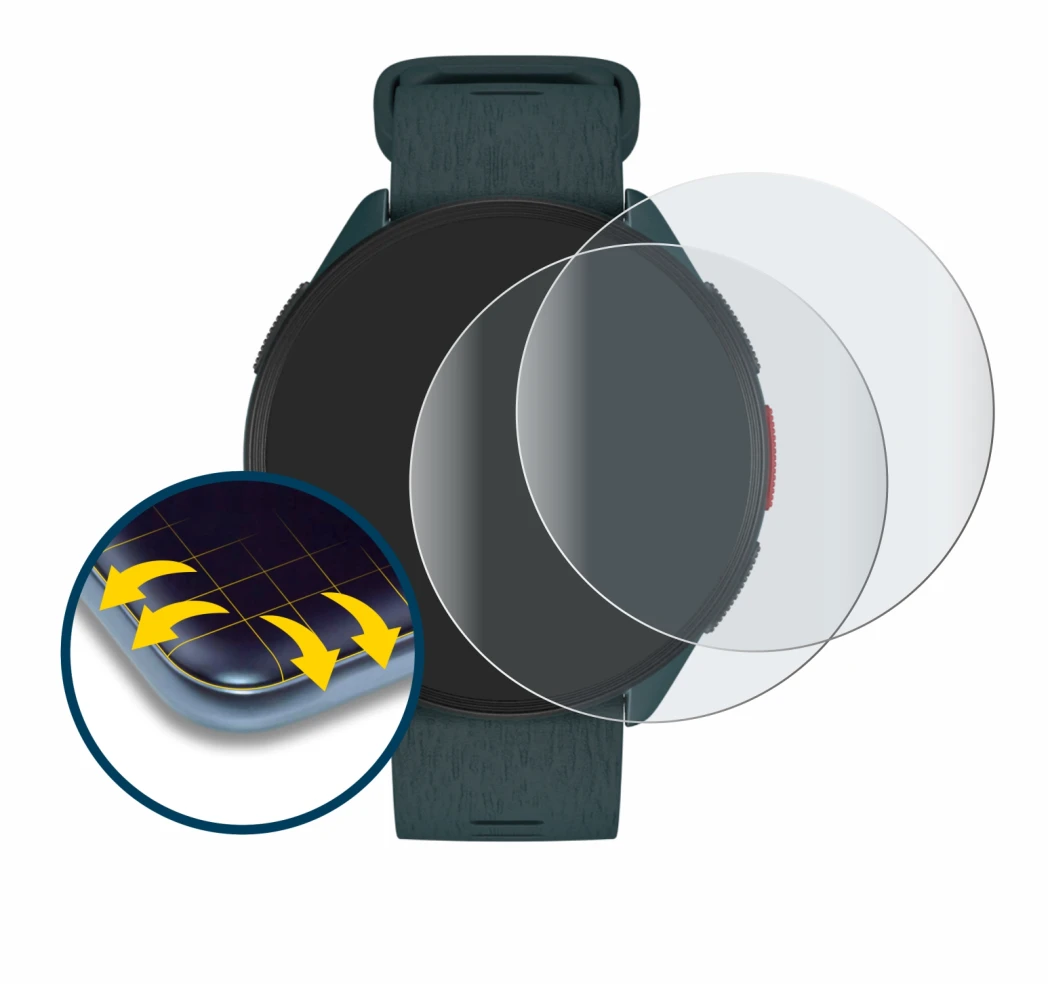 Imagen del dispositivo Polar Pacer con una amplia variedad de protectores de pantalla.