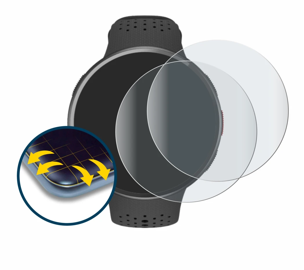 Imagen del dispositivo Polar Pacer Pro con una amplia variedad de protectores de pantalla.