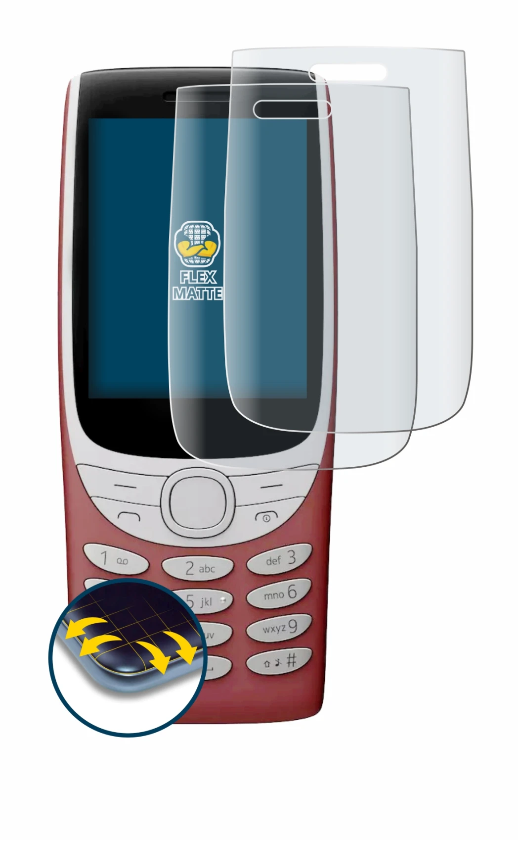 Imagen del dispositivo Nokia 8210 4G con una amplia variedad de protectores de pantalla.