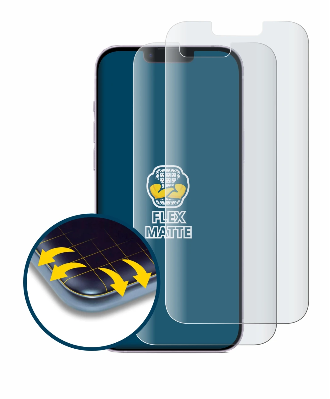 Imagen del dispositivo Apple iPhone 14 Plus con una amplia variedad de protectores de pantalla.