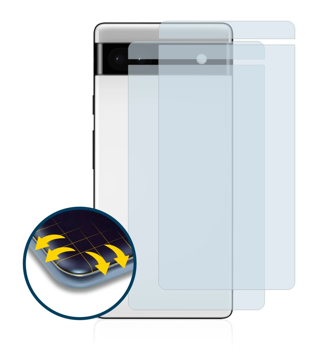 Imagen del dispositivo Google Pixel 6a (Trasero) con una amplia variedad de protectores de pantalla.