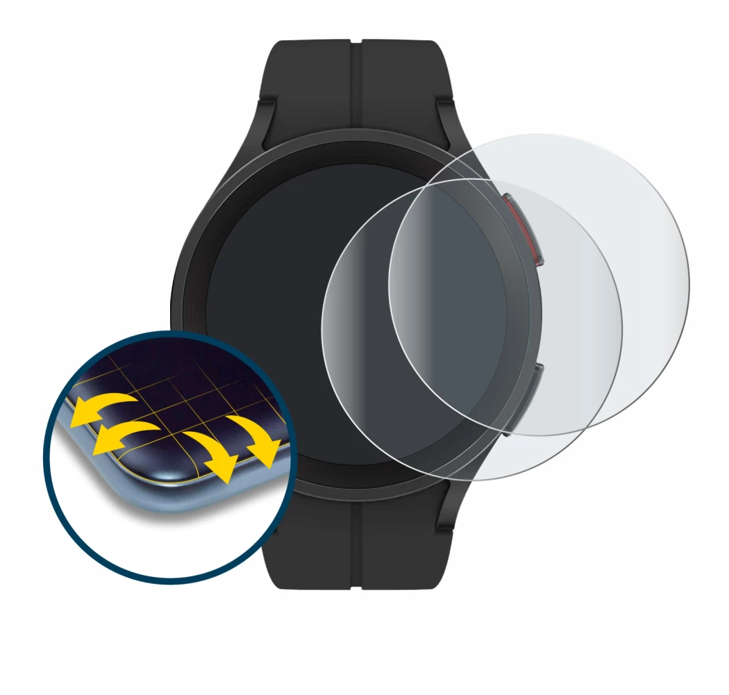 Imagen del dispositivo Samsung Galaxy Watch 5 Pro con una amplia variedad de protectores de pantalla.