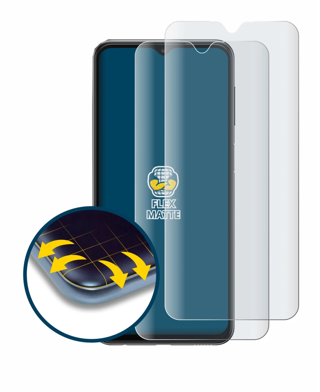 Imagen del dispositivo Samsung Galaxy A23 5G con una amplia variedad de protectores de pantalla.