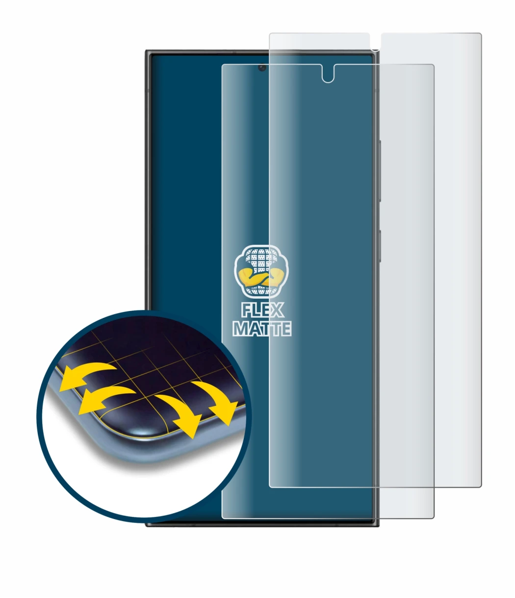 Imagen del dispositivo Samsung Galaxy S24 Ultra (case-friendly) con una amplia variedad de protectores de pantalla.