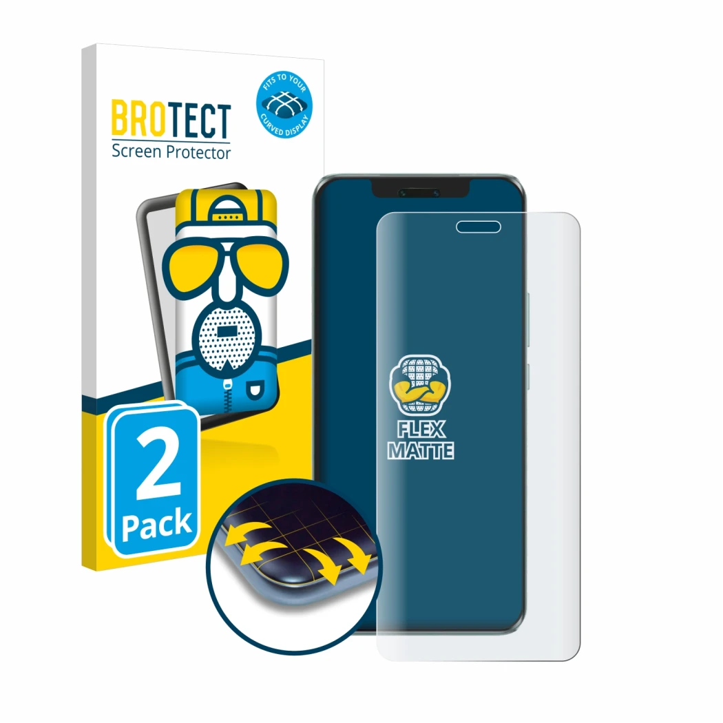 Parte frontal de un envase de producto con el logotipo de la marca BROTECT. Al lado se muestra el dispositivo Honor Magic 6 Pr