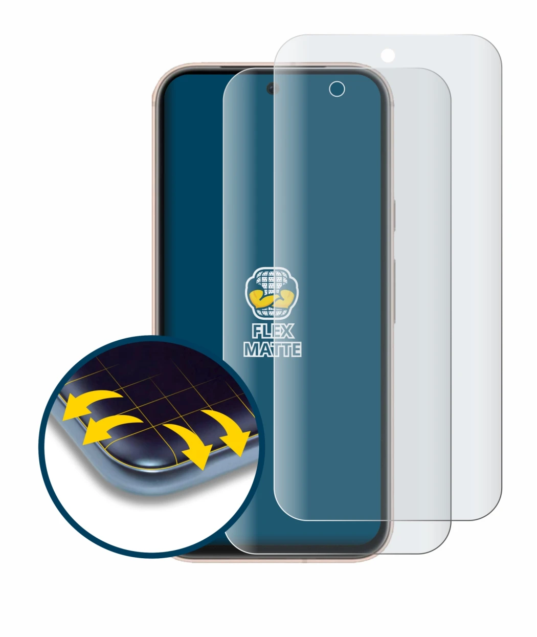 Imagen del dispositivo Google Pixel 8a con una amplia variedad de protectores de pantalla.