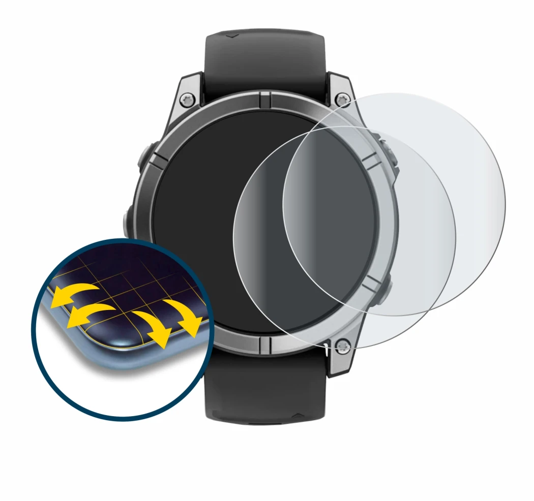 Imagen del dispositivo Garmin Fenix E con una amplia variedad de protectores de pantalla.