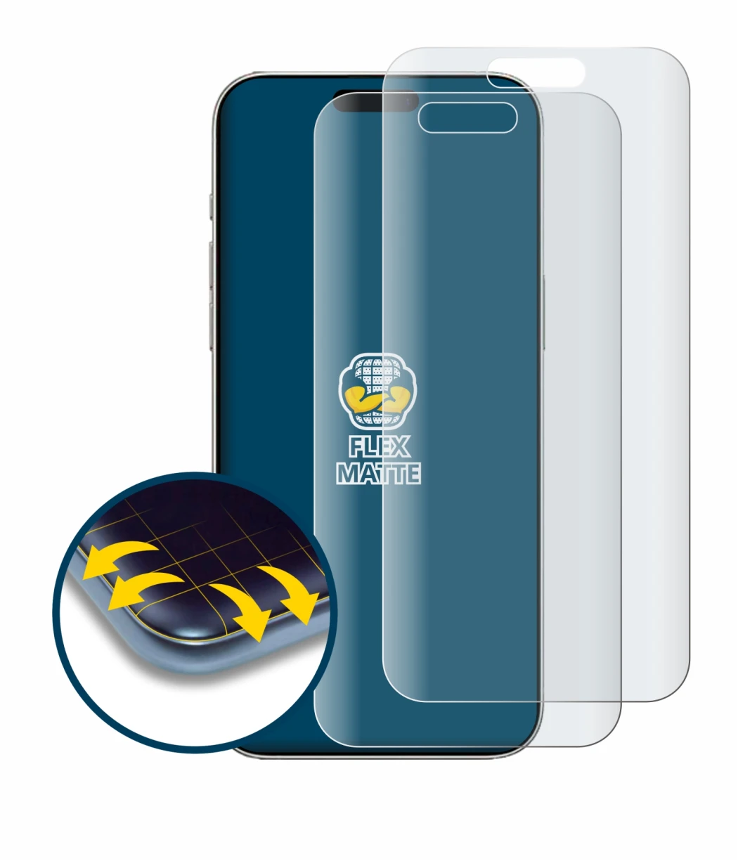 Imagen del dispositivo Apple iPhone 16 con una amplia variedad de protectores de pantalla.
