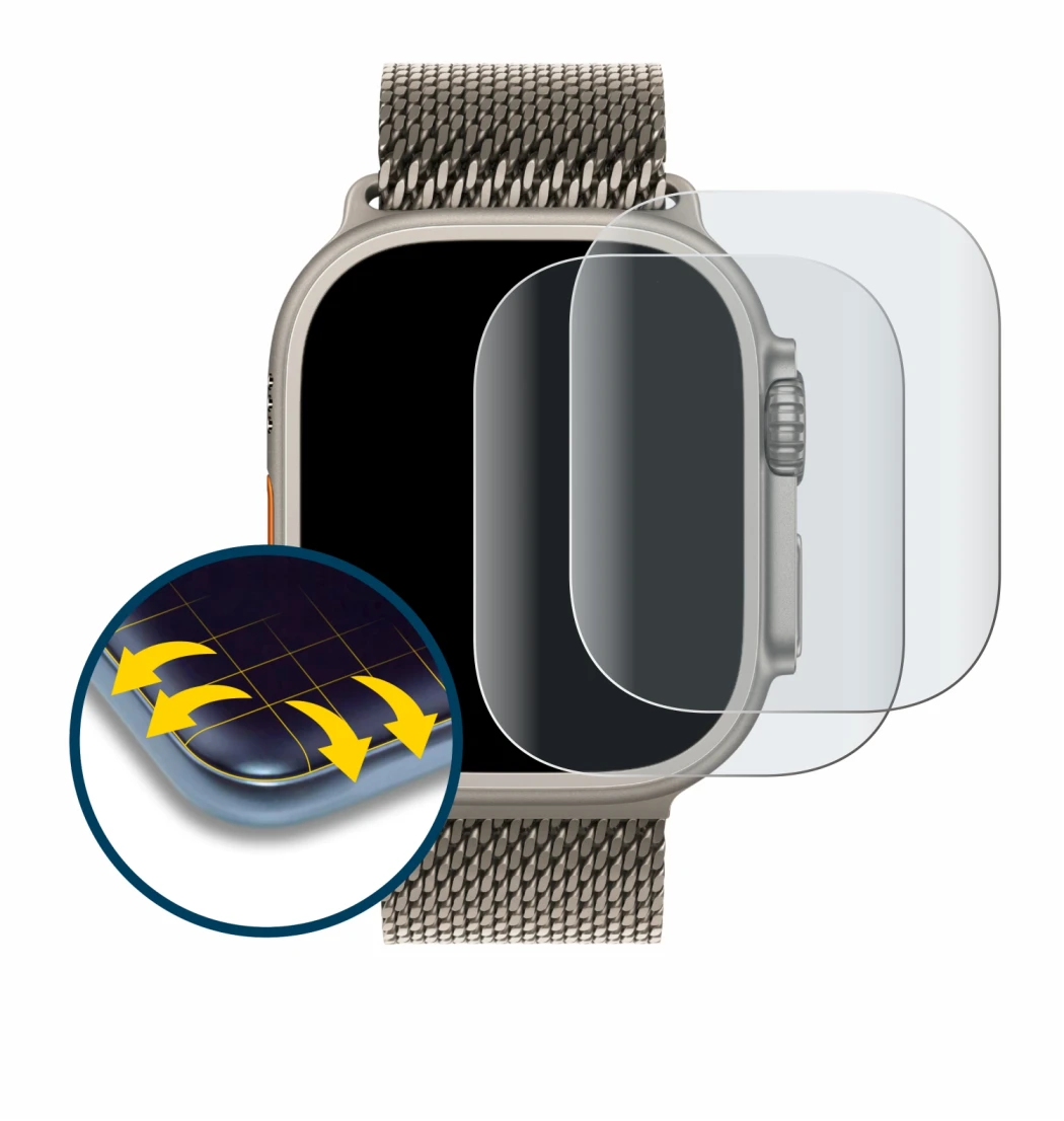 Imagen del dispositivo Apple Watch Ultra 3 con una amplia variedad de protectores de pantalla.