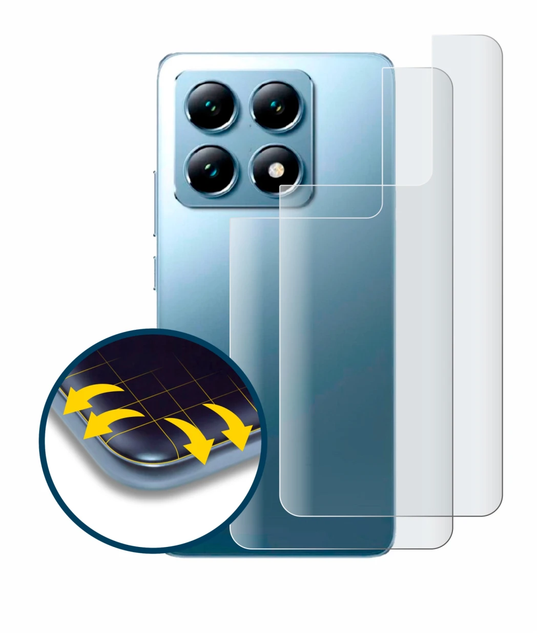 Imagen del dispositivo Xiaomi 14T Pro (Trasero) con una amplia variedad de protectores de pantalla.