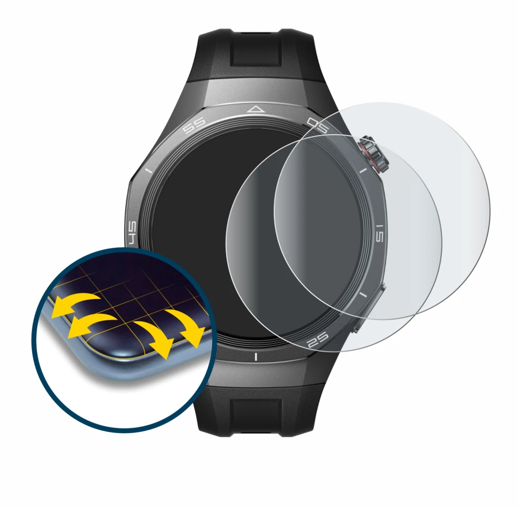 Imagen del dispositivo Huawei Watch GT 5 Pro (46 mm) con una amplia variedad de protectores de pantalla.