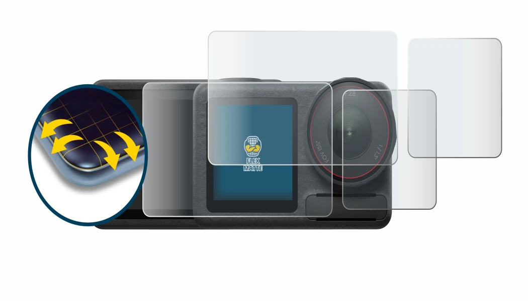 Imagen del dispositivo DJI Osmo Action 5 Pro con una amplia variedad de protectores de pantalla.
