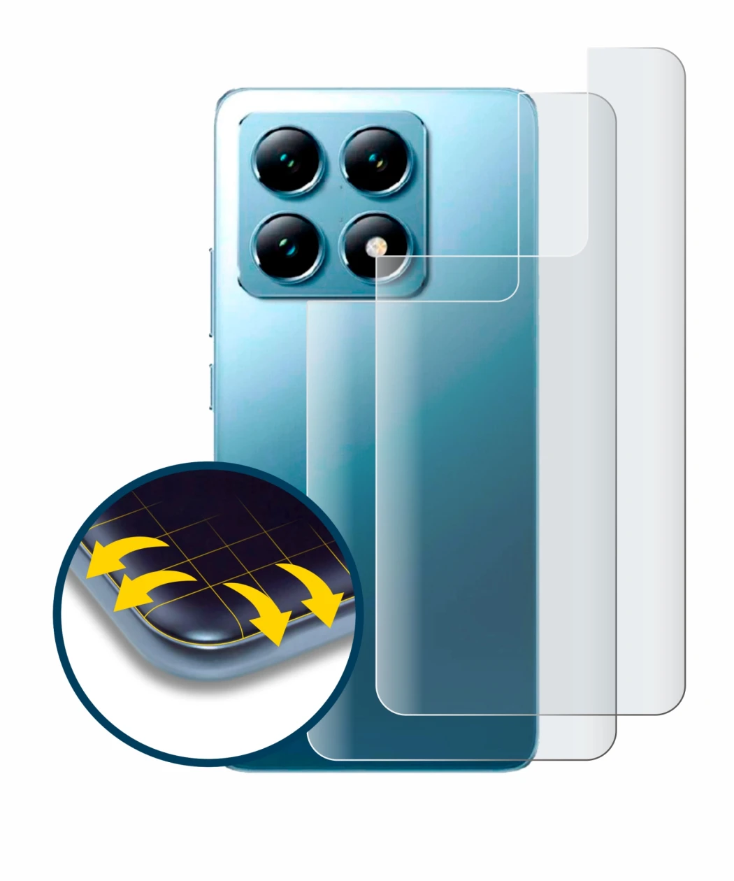 Imagen del dispositivo Xiaomi 14T (Trasero) con una amplia variedad de protectores de pantalla.