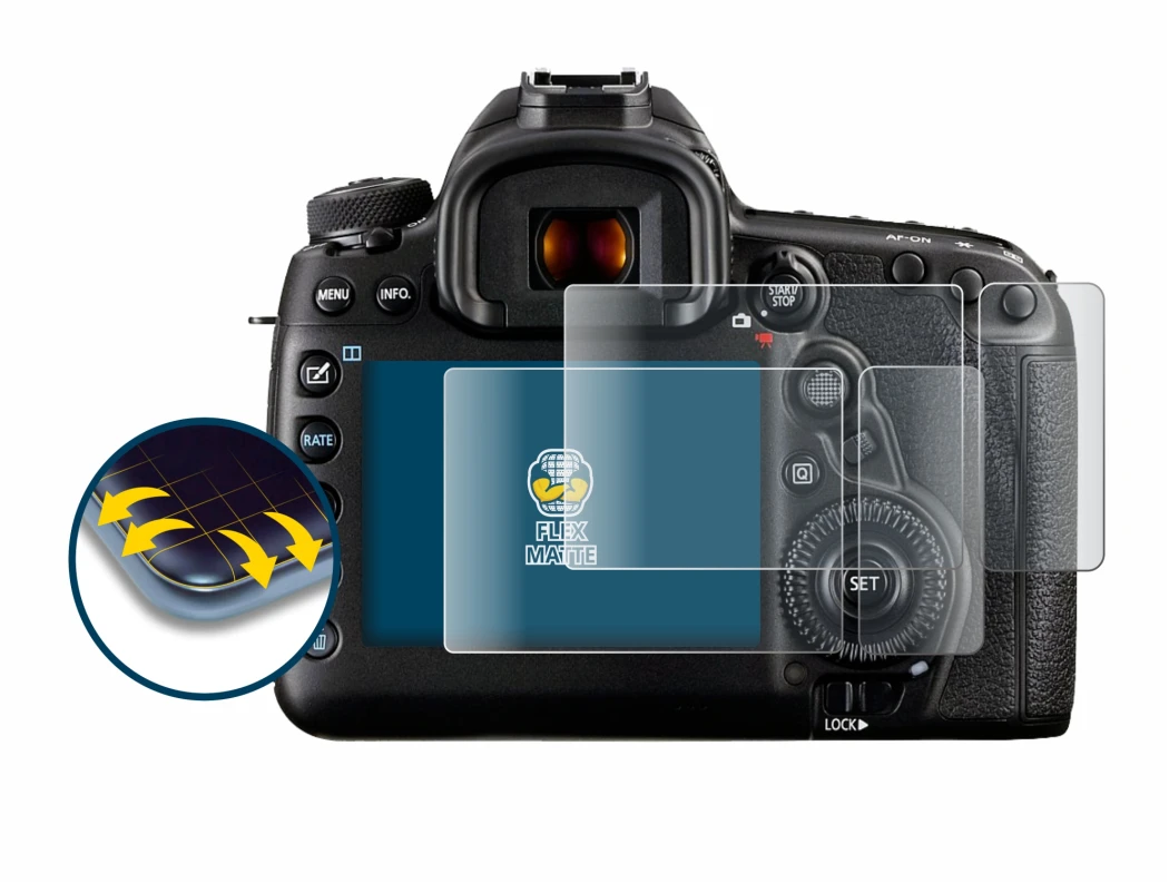 Imagen del dispositivo Canon EOS 5D Mark IV (Pantalla + pantalla de hombro) con una amplia variedad de protectores de pantalla