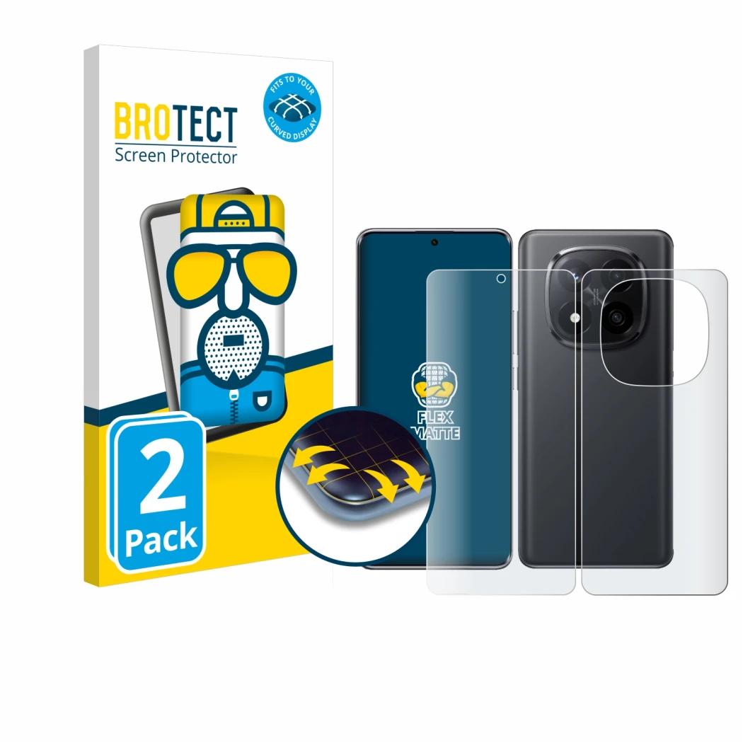 Parte frontal de un envase de producto con el logotipo de la marca BROTECT. Al lado se muestra el dispositivo Xiaomi Redmi Not