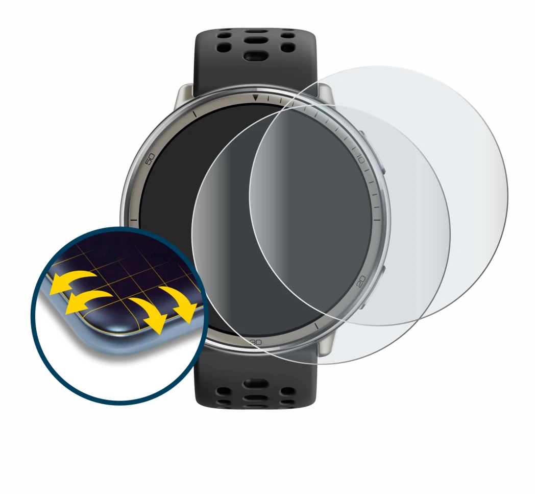 Imagen del dispositivo Amazfit Active 2 con una amplia variedad de protectores de pantalla.