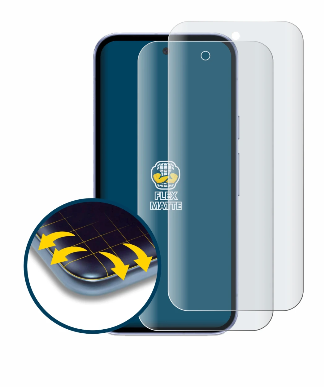 Imagen del dispositivo Google Pixel 9a con una amplia variedad de protectores de pantalla.