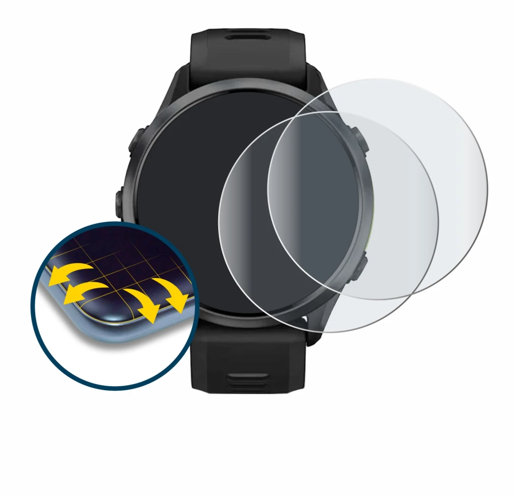 Imagen del dispositivo Garmin Forerunner 970 con una amplia variedad de protectores de pantalla.