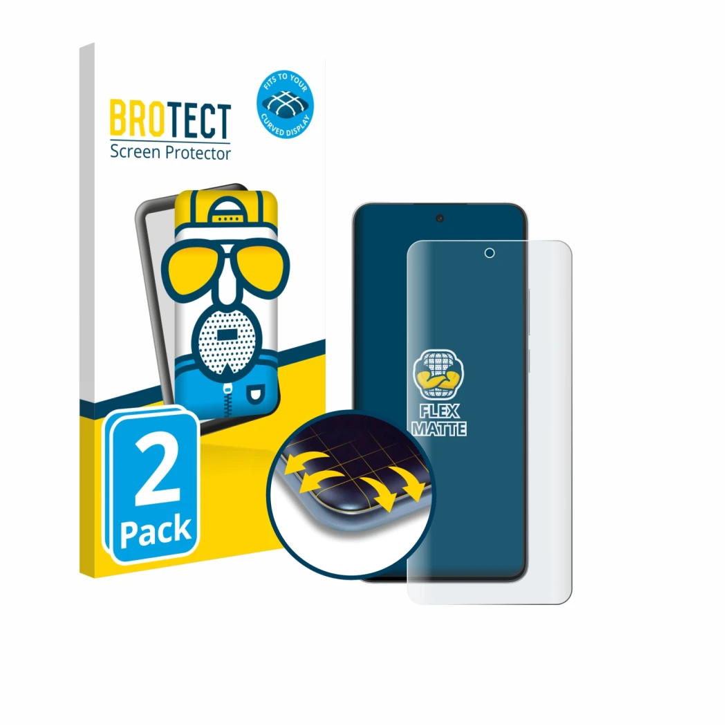 Parte frontal de un envase de producto con el logotipo de la marca BROTECT. Al lado se muestra el dispositivo OnePlus Nord CE 