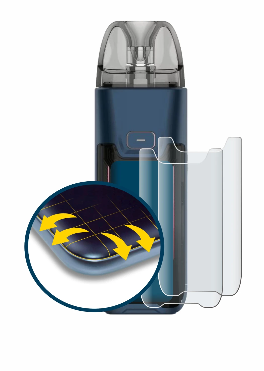 Imagen del dispositivo Vaporesso Luxe XR Max 2 con una amplia variedad de protectores de pantalla.