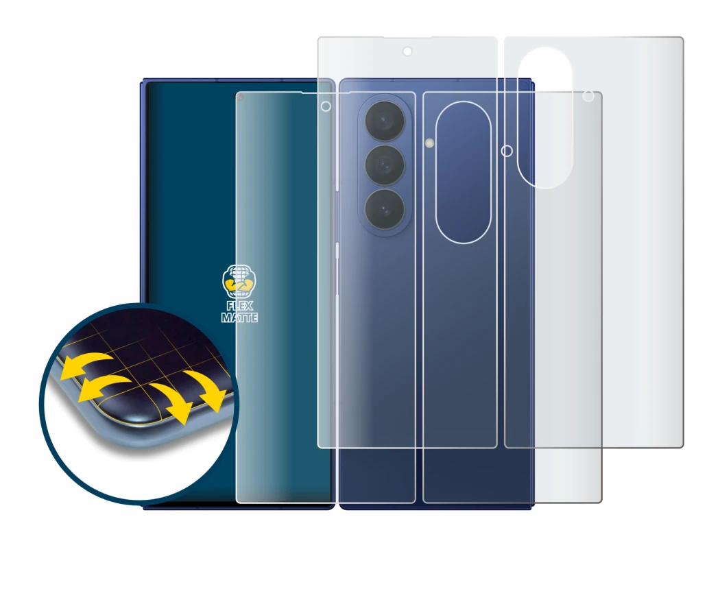 Imagen del dispositivo Samsung Galaxy Z Fold 7 (Frontal+Trasero) con una amplia variedad de protectores de pantalla.