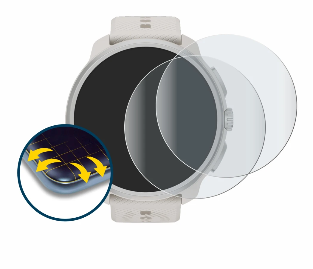 Imagen del dispositivo Suunto Race 2 con una amplia variedad de protectores de pantalla.