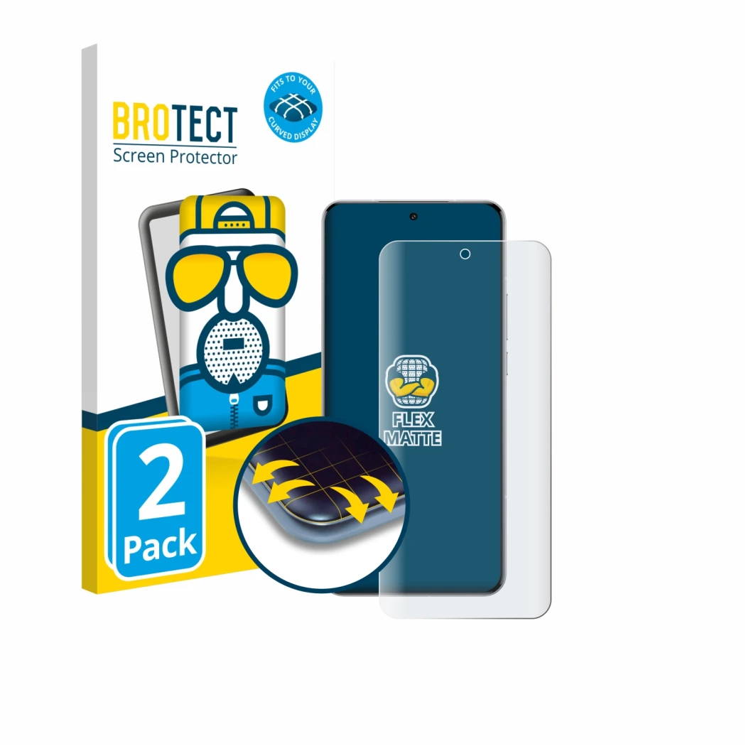 Parte frontal de un envase de producto con el logotipo de la marca BROTECT. Al lado se muestra el dispositivo Xiaomi 15 Ultra 