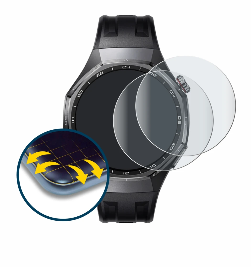 Imagen del dispositivo Huawei Watch GT 6 Pro (46 mm) con una amplia variedad de protectores de pantalla.