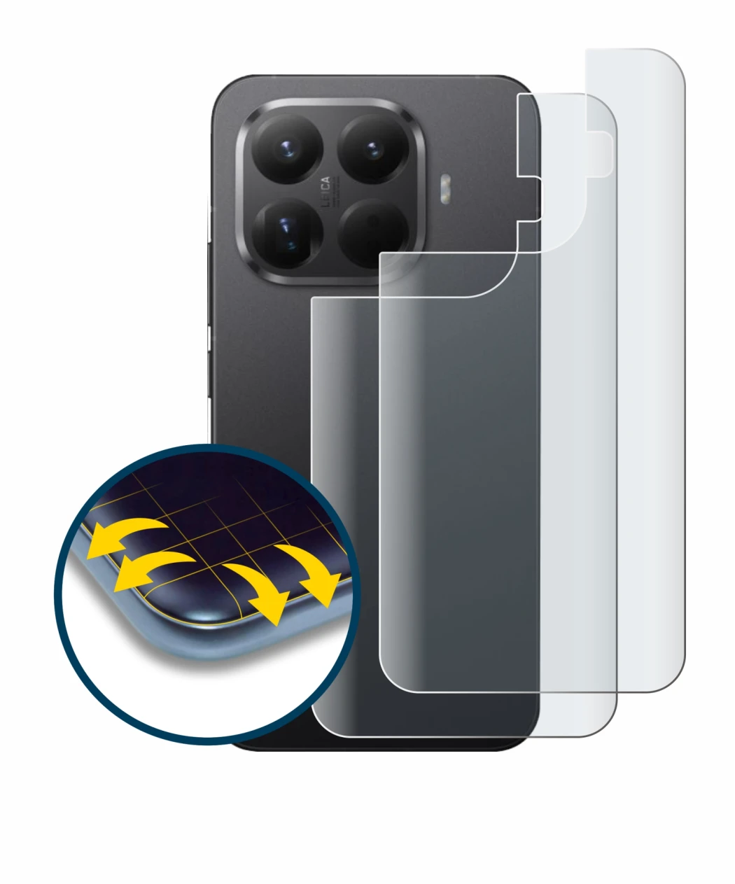 Imagen del dispositivo Xiaomi 15T Pro (Trasero) con una amplia variedad de protectores de pantalla.