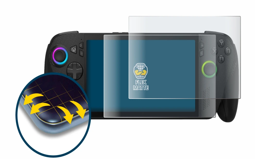 Imagen del dispositivo ASUS ROG Xbox Ally X con una amplia variedad de protectores de pantalla.