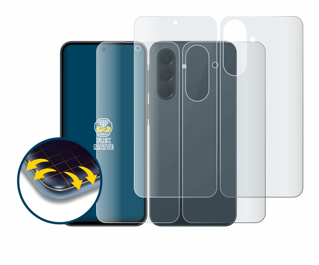 Imagen del dispositivo Samsung Galaxy A37 5G (Frontal+Trasero) con una amplia variedad de protectores de pantalla.