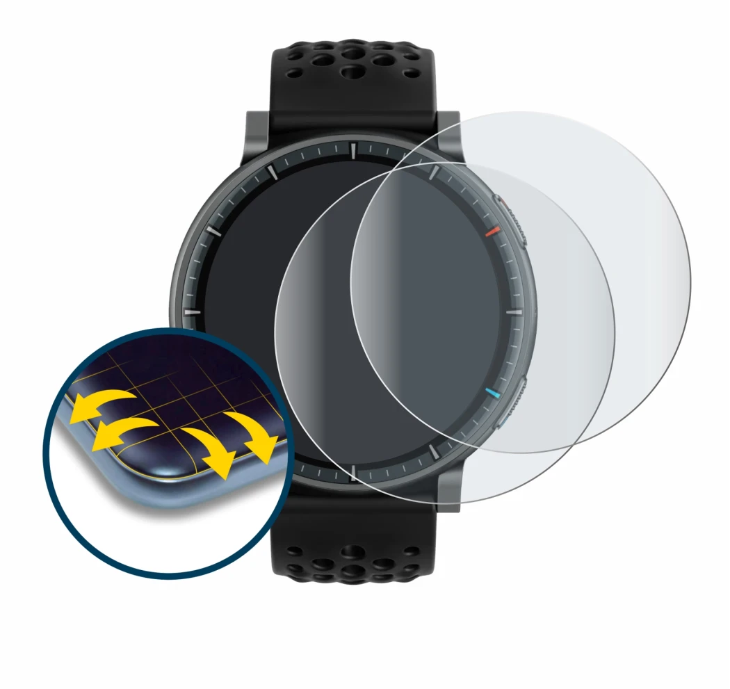 Imagen del dispositivo Amazfit Active Max con una amplia variedad de protectores de pantalla.