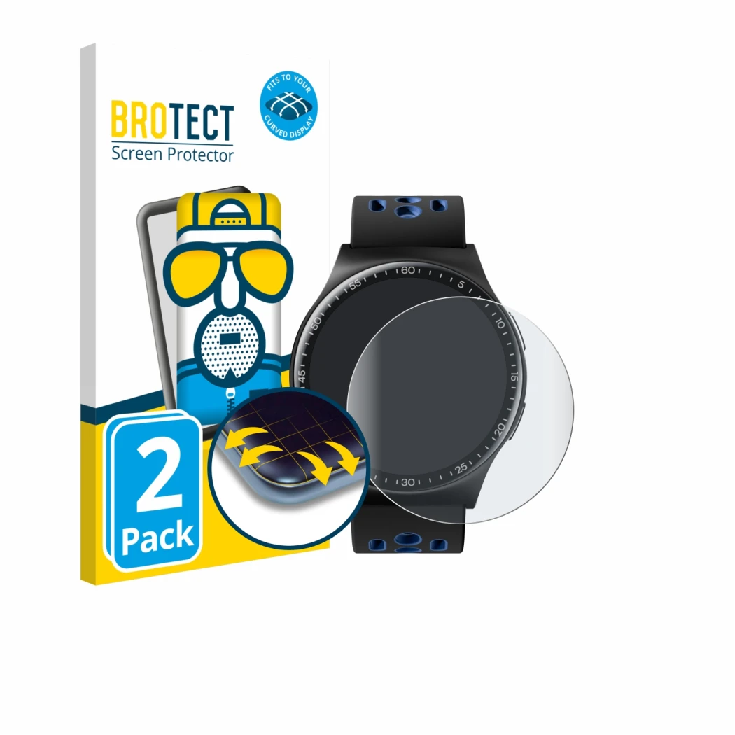 Parte frontal de un envase de producto con el logotipo de la marca BROTECT. Al lado se muestra el dispositivo Reebok Pulse Sma