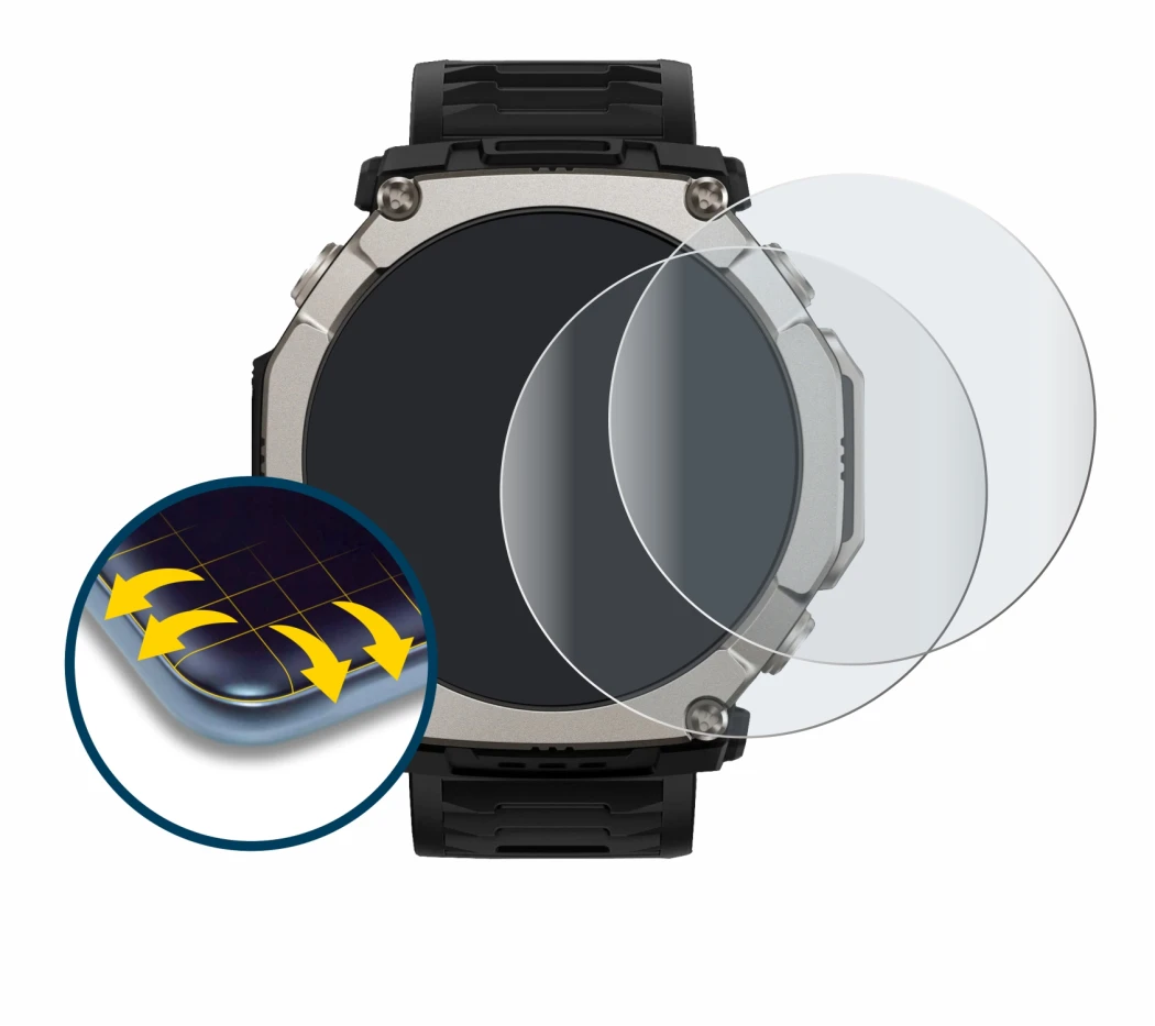 Imagen del dispositivo Huami Amazfit T-Rex Ultra 2 con una amplia variedad de protectores de pantalla.