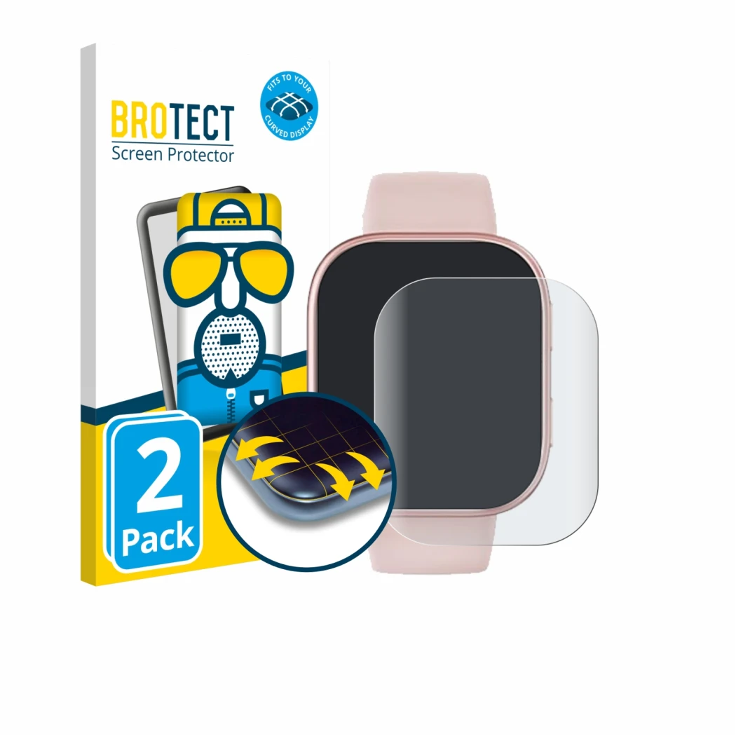 Parte frontal de un envase de producto con el logotipo de la marca BROTECT. Al lado se muestra el dispositivo Mingtawn T8 1.8