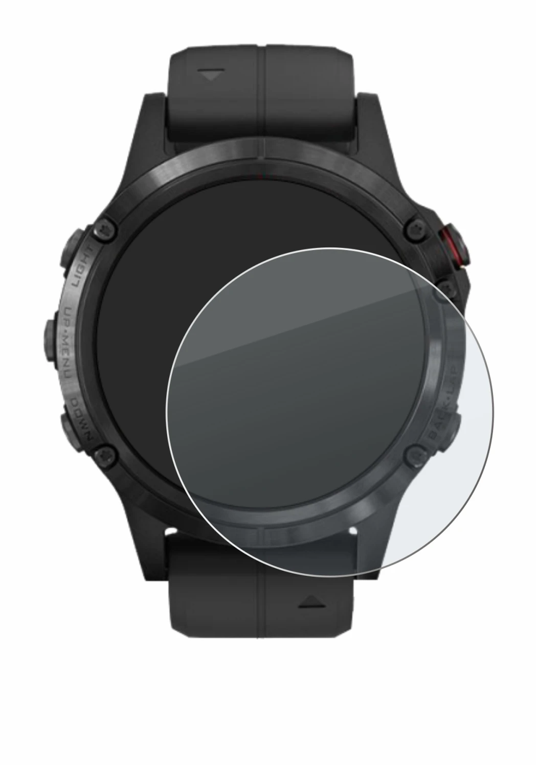 Imagen del dispositivo Garmin Fenix 5 Plus (47 mm) con una amplia variedad de protectores de pantalla.