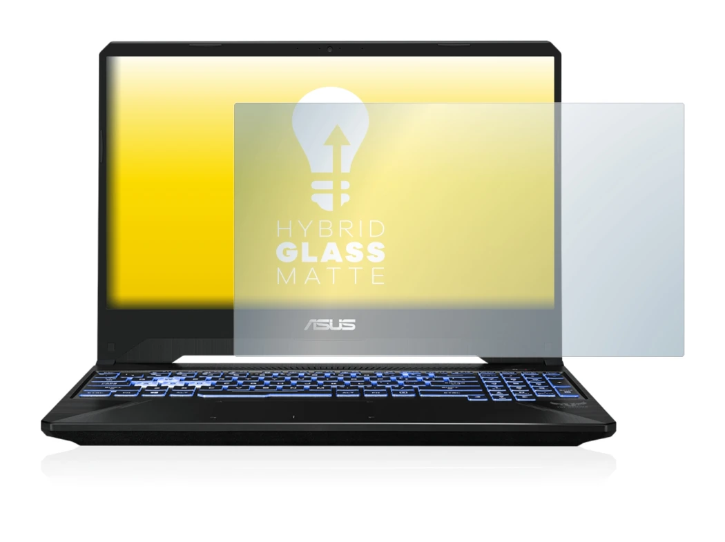 Imagen del dispositivo ASUS TUF Gaming X505 con una amplia variedad de protectores de pantalla.