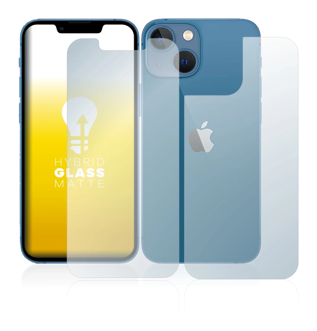 Imagen del dispositivo Apple iPhone 13 mini (Frontal+Trasero) con una amplia variedad de protectores de pantalla.