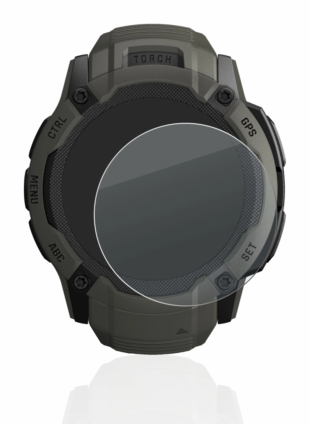 Imagen del dispositivo Garmin Instinct 2X Solar con una amplia variedad de protectores de pantalla.