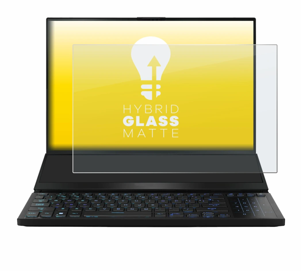 Imagen del dispositivo ASUS ROG Zephyrus Duo 16 2023 con una amplia variedad de protectores de pantalla.