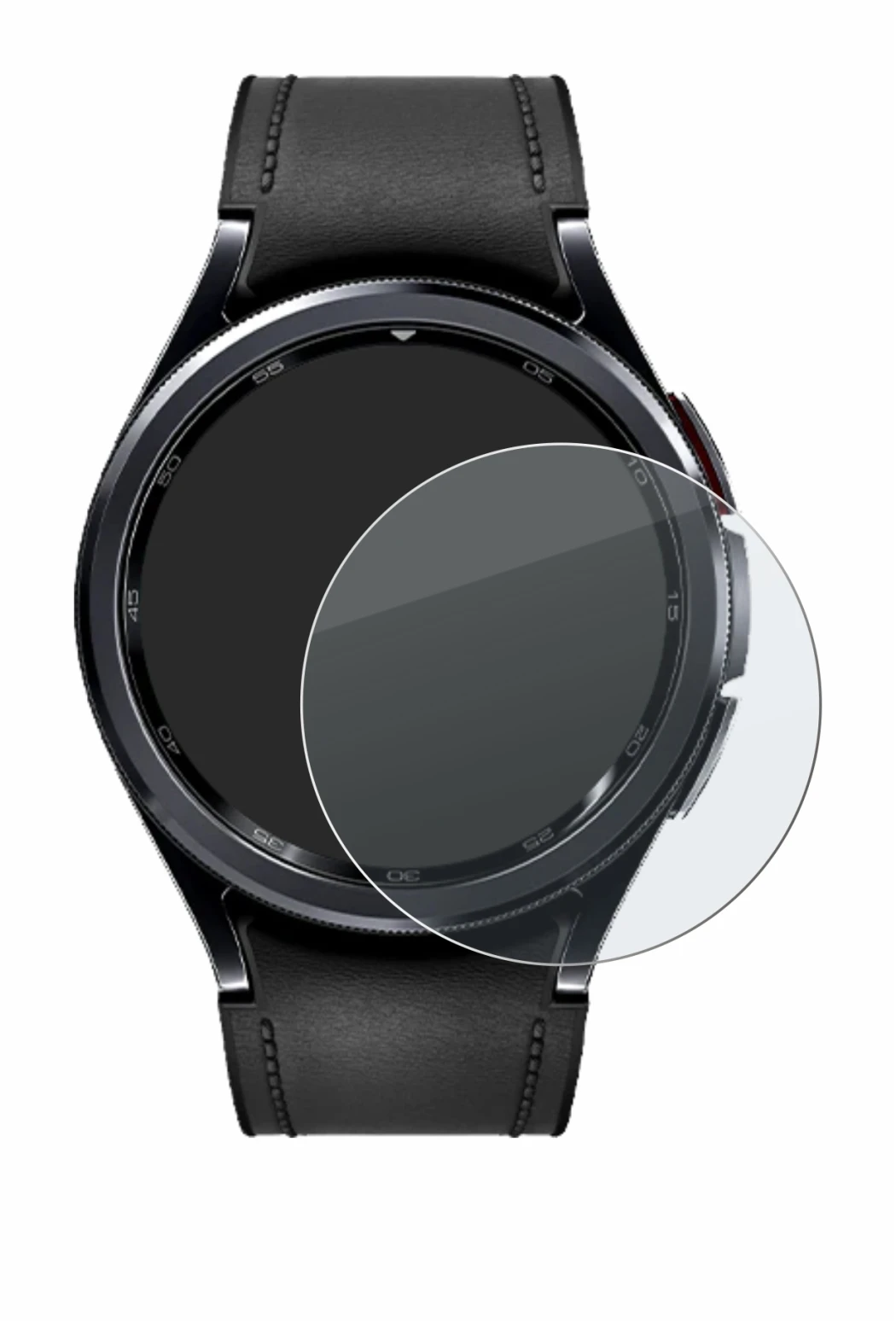 Imagen del dispositivo Samsung Galaxy Watch 6 Classic (47 mm) con una amplia variedad de protectores de pantalla.